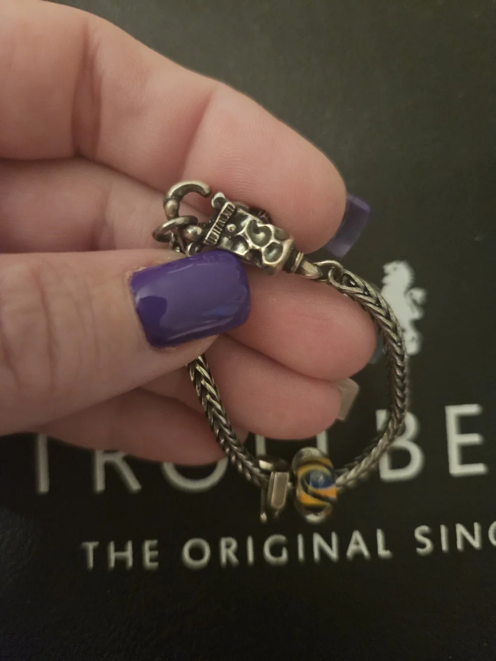 Trollbeads Silver Braided Bracelet with paint themed lock Kids' size 5.5